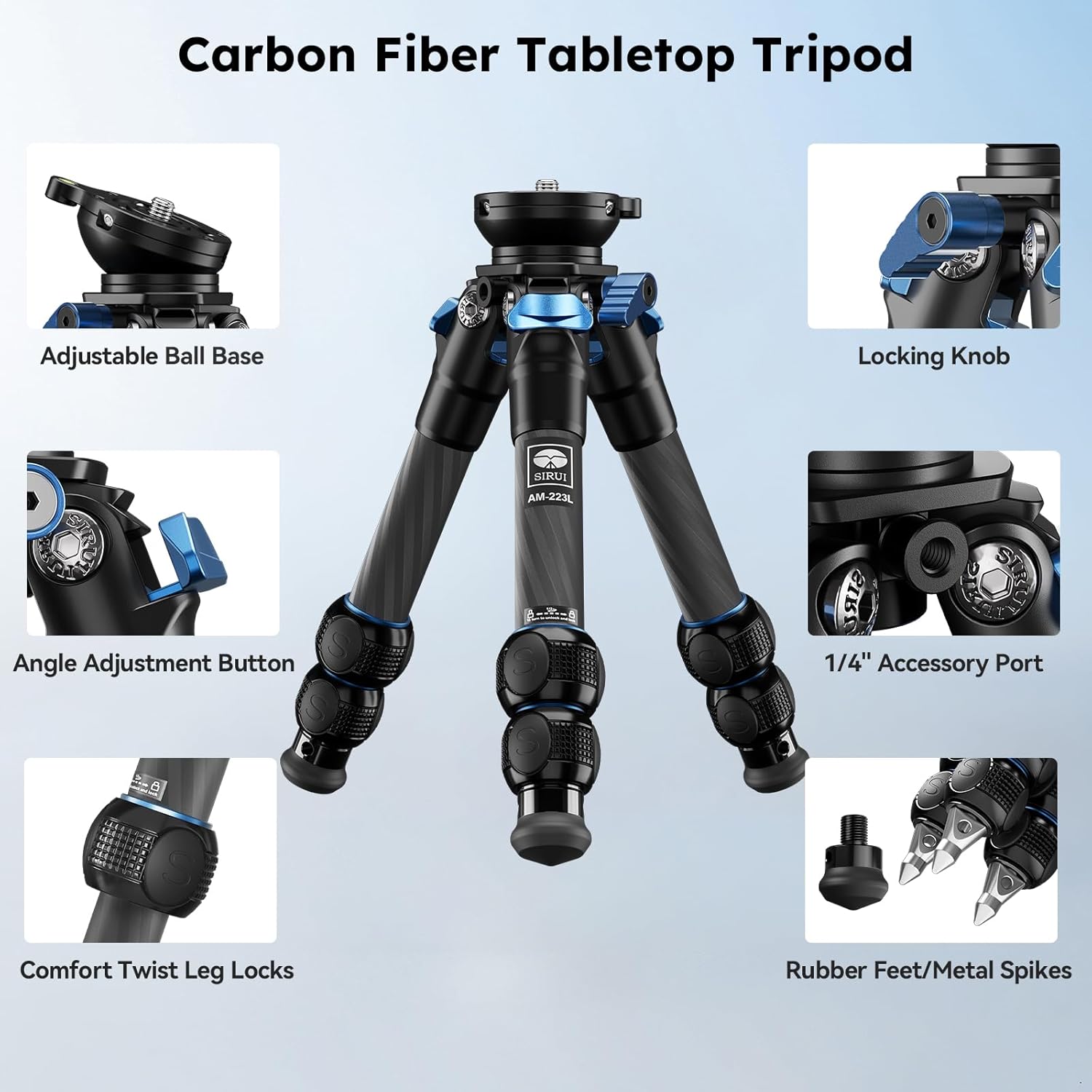 sirui-am-223l-carbon-stativ-0-62kg-bis-15kg image 2